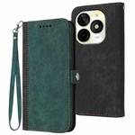 For Itel P65C Side Buckle Double Fold Hand Strap Leather Phone Case(Dark Green)