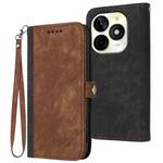 For Itel P65C Side Buckle Double Fold Hand Strap Leather Phone Case(Brown)
