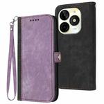 For Itel P65C Side Buckle Double Fold Hand Strap Leather Phone Case(Purple)