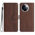 For vivo Y200i Heart Pattern Skin Feel Leather Phone Case(Brown)