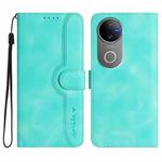 For vivo V50 Heart Pattern Skin Feel Leather Phone Case(Light Blue)