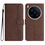 For vivo X200 Ultra Heart Pattern Skin Feel Leather Phone Case(Brown)