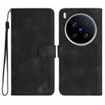 For vivo X200 Ultra Heart Pattern Skin Feel Leather Phone Case(Black)