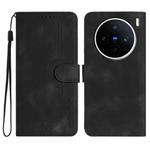 For vivo X200s Heart Pattern Skin Feel Leather Phone Case(Black)