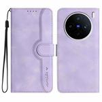 For vivo X200s Heart Pattern Skin Feel Leather Phone Case(Purple)