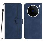 For vivo X200s Heart Pattern Skin Feel Leather Phone Case(Royal Blue)