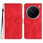 For vivo X200 Pro Heart Pattern Skin Feel Leather Phone Case(Red)
