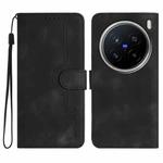 For vivo X200 Pro Heart Pattern Skin Feel Leather Phone Case(Black)