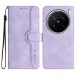 For vivo X200 Pro Heart Pattern Skin Feel Leather Phone Case(Purple)