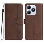 For Itel A90 Heart Pattern Skin Feel Leather Phone Case(Brown)