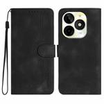 For Itel P65C Heart Pattern Skin Feel Leather Phone Case(Black)