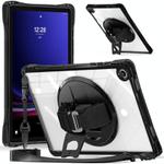 For Samsung Galaxy Tab A9+ Rotation Grip Holder TPU Hybrid Clear PC Tablet Case(Black)