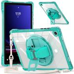 For Samsung Galaxy Tab A9+ Rotation Grip Holder TPU Hybrid Clear PC Tablet Case(Light Green)