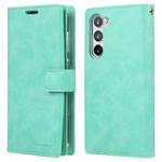 For Samsung Galaxy S25 5G GOOSPERY MANSOOR DIARY 9 Card Slots Leather Phone Case(Mint Green)