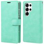 For Samsung Galaxy S25 Ultra 5G GOOSPERY MANSOOR DIARY 9 Card Slots Leather Phone Case(Mint Green)