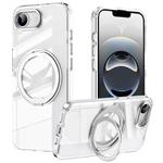 For iPhone 16e Frosted 360 Degree MagSafe Magnetic Holder Phone Case(Silver)