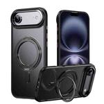 For iPhone 17 Air Frosted 360 Degree MagSafe Magnetic Holder Phone Case(Black)