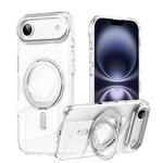 For iPhone 17 Air Frosted 360 Degree MagSafe Magnetic Holder Phone Case(Silver)