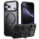 For iPhone 17 Pro Max Frosted 360 Degree MagSafe Magnetic Holder Phone Case(Black)