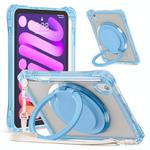 For iPad mini 2024 / mini 6 Rotation Ring Handle TPU Hybrid Clear PC Tablet Case(Light Blue)