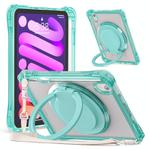 For iPad mini 2024 / mini 6 Rotation Ring Handle TPU Hybrid Clear PC Tablet Case(Light Green)