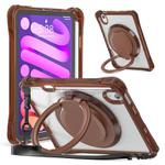 For iPad mini 2024 / mini 6 Rotation Ring Handle TPU Hybrid Clear PC Tablet Case(Chocolate)