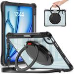 For iPad Air 11 2025 / 2024 / Pro 11 2022 Rotation Ring Handle TPU Hybrid Clear PC Tablet Case(Black)