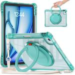 For iPad Air 11 2025 / 2024 / Pro 11 2022 Rotation Ring Handle TPU Hybrid Clear PC Tablet Case(Light Green)