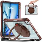For iPad Air 11 2025 / 2024 / Pro 11 2022 Rotation Ring Handle TPU Hybrid Clear PC Tablet Case(Chocolate)