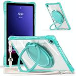 For Samsung Galaxy Tab A9+ Rotation Ring Handle TPU Hybrid Clear PC Tablet Case(Light Green)