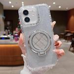 For iPhone 11 Mirror Holder Glitterr MagSafe Phone Case(Silver)