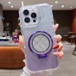 For iPhone 13 Pro Max Mirror Holder Glitterr MagSafe Phone Case(Purple)