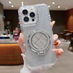 For iPhone 13 Pro Max Mirror Holder Glitterr MagSafe Phone Case(Silver)