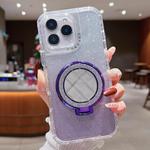 For iPhone 11 Pro Max Mirror Holder Glitterr MagSafe Phone Case(Purple)