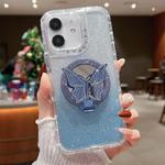 For iPhone 11 Mirror Butterfly Holder Glitterr MagSafe Phone Case(Blue)