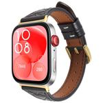 For Huawei Watch Fit Metal Connector Heart-Shaped Embossed Leather Watch Band(Black)