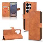 For Samsung Galaxy S25 Ultra 5G Skin Feel Magnetic Flip Leather Phone Case(Brown)