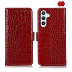 For Samsung Galaxy S25 FE 5G Crocodile Top Layer Cowhide Leather Phone Case(Red)