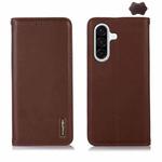 For Samsung Galaxy S25 FE 5G KHAZNEH Nappa Top Layer Cowhide Leather Phone Case(Brown)