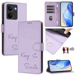 For Realme P3 Ultra 5G Smile Embossing RFID Leather Phone Case(Light Purple)