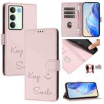 For Realme 14x Global / V70 5G / C75 5G Smile Embossing RFID Leather Phone Case(Pink)