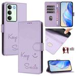 For Realme 14x Global / V70 5G / C75 5G Smile Embossing RFID Leather Phone Case(Light Purple)