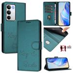 For Realme C71 4G Global Smile Embossing RFID Leather Phone Case(Peacock Green)
