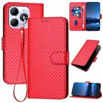 For Itel A90 YX0070 Carbon Fiber Buckle Leather Phone Case with Lanyard(Red)