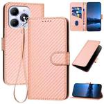 For Itel A90 YX0070 Carbon Fiber Buckle Leather Phone Case with Lanyard(Pink)