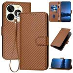 For Itel P65C YX0070 Carbon Fiber Buckle Leather Phone Case with Lanyard(Coffee)