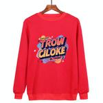Orange Alphabet Printed Casual Loose Round Neck Sweatshirt Print On Your Demand, Size:L(Red)