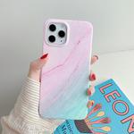 For iPhone 12 Pro Max Marble Pattern Soft TPU Protective Case(Pink Green Gradient)