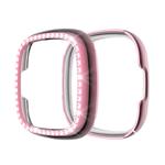 For Fitbit Versa 3 / Versa Sense Single Row Plating Diamonds PC Protective Case(Pink)