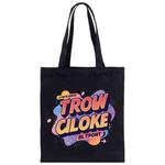 Orange Alphabet Printed Canvas Handbag Digital Print On Your Demand, Size:30x25cm(Black)